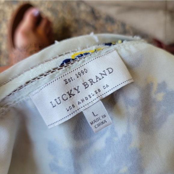 COPY - Lucky Brand Mint Floral Chiffon Cold Shoulder Tiered Top - Picture 6 of 6